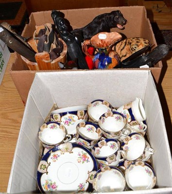 Lot 818 - Assorted tea sets, pair of china dog ornaments, various ornamental items, African figures etc...