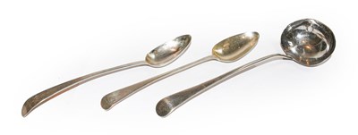 Lot 413 - Two George III silver basting-spoons and a...