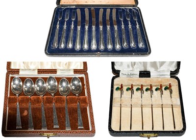 Lot 425 - A cased set of six George VI silver cocktail...