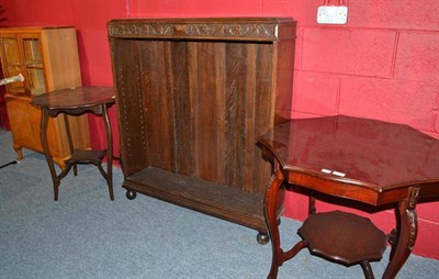 Lot 827 - 1930's walnut display cabinet, Edwardian occasional table, octagonal shaped occasional table...