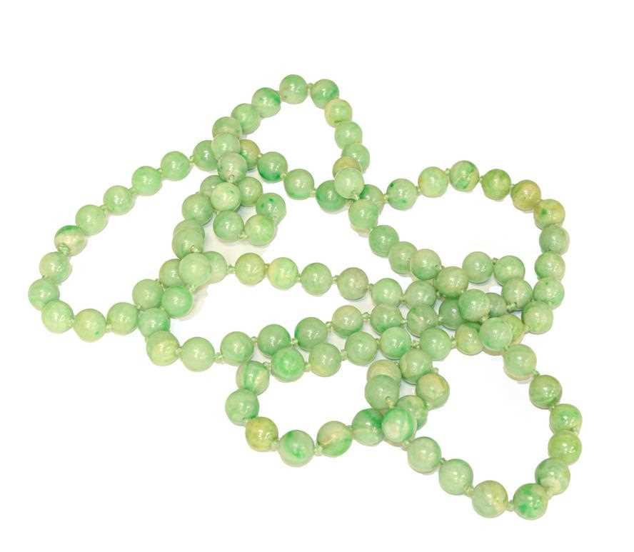 Lot 92 - A jade bead necklace, one hundred and eight...