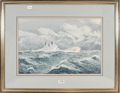 Lot 1112 - A watercolour marine picture depicting HMS...
