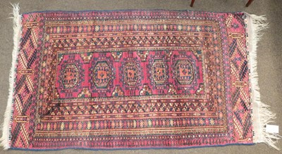 Lot 1174 - Tekke rug, the raspberry field with five Salor...