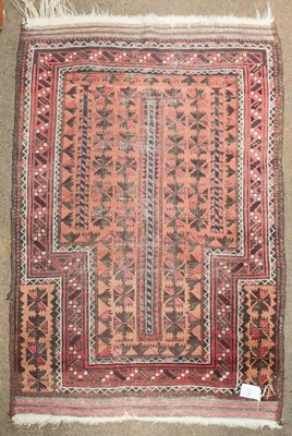 Lot 1175 - Balouch prayer rug, the camel field with Tree...