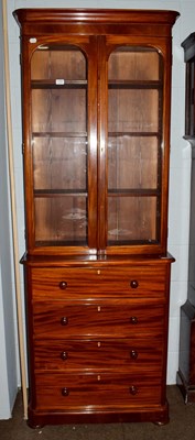 Lot 1190 - A mahogany secretaire bookcase of slender form,...