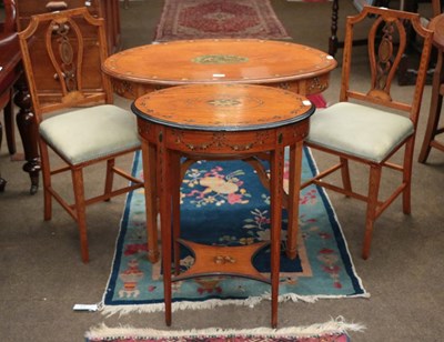 Lot 1225 - A late 19th century oval satinwood centre...