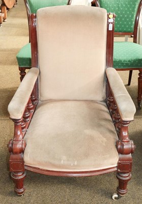 Lot 1259 - A Victorian carved mahogany upholstered...