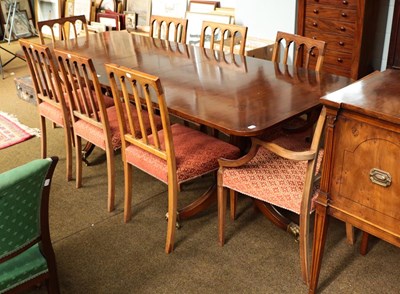 Lot 1260 - A reproduction yew wood dining room suite...