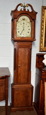 Lot 1269 - An oak thirty hour longcase clock signed Thos...