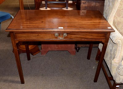 Lot 1288 - A George III mahogany side table fitted with a...