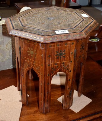 Lot 1292 - A brass Eastern inlaid side table, 32cm