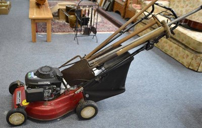 Lot 852 - A Mountfield Honda GCV135 18"; lawn mower and various garden tools