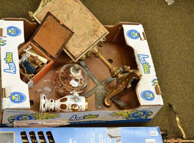 Lot 858 - Mixed lot including toilet mirror, early ale glass, dolls house furniture and a door curtain rail