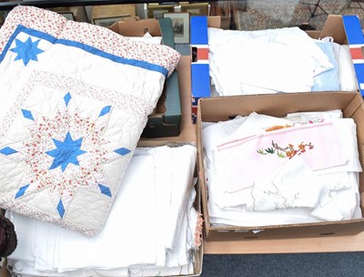 Lot 1035 - A modern patchwork quilt, a white cotton...