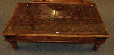 Lot 1365 - A Middle Eastern style glazed coffee table,...