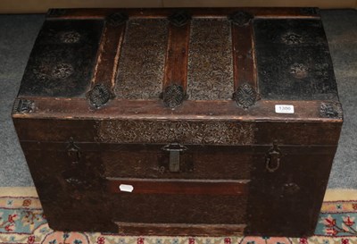 Lot 1386 - A Victorian child's metal bound wooden...