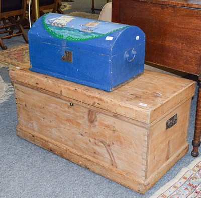 Lot 1387 - A Victorian pine blanket box, 103cm by 52cm by...