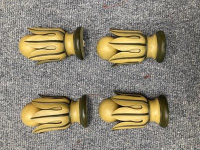 Lot 1038 - Four Zoffany carved wood curtain poll finials...
