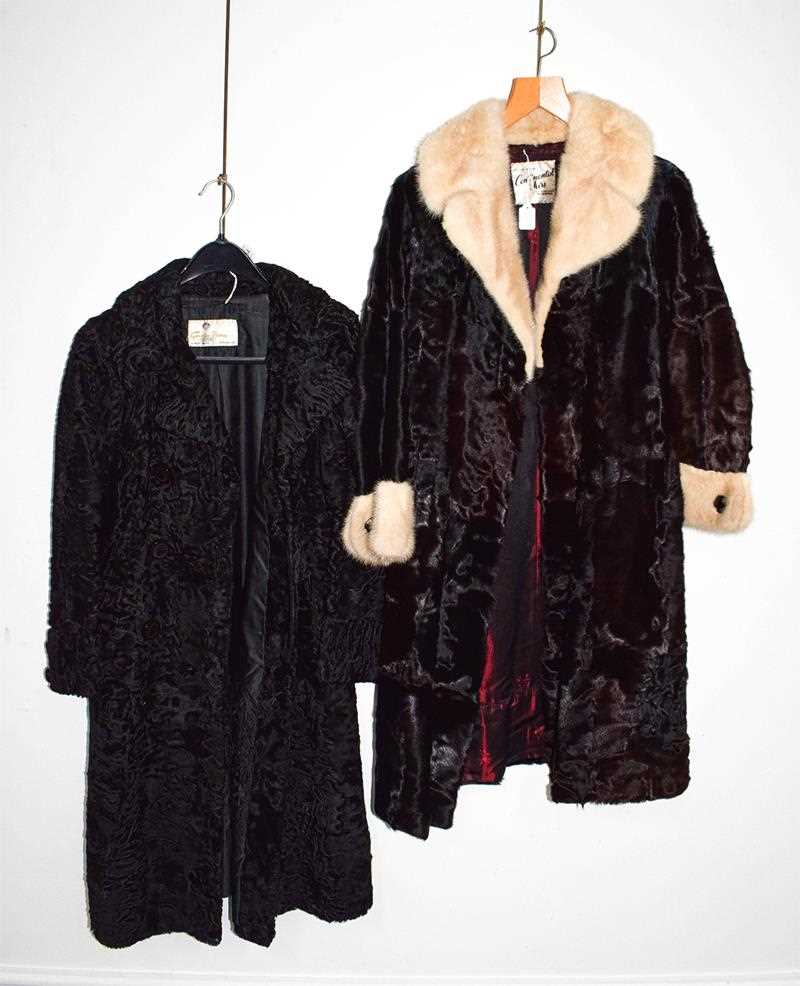 Lot 1054 - A Continental fur Blackpool black hide coat...