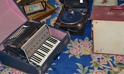 Lot 867 - Francesco Modello piano accordion, a Columbia gramophone, a sewing machine and a Cossor radio