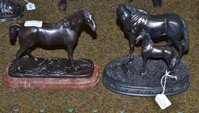 Lot 292A - A modern bronze of a horse after Mene and a cold cast bronze (resin) horse group