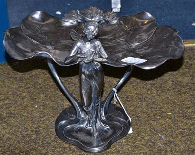 Lot 295A - Art Nouveau WMF maiden and lily pad centrepiece, stamped marks, shape No.246