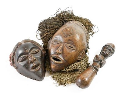 Lot 200 - A Dan Carved Wood Mask, Ivory Coast, with...