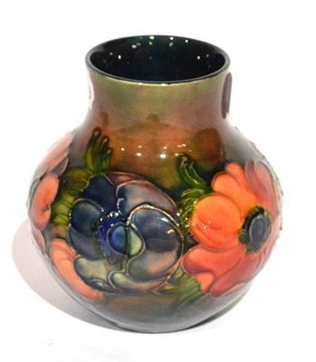 Lot 6 - A Walter Moorcroft Flambe Anemone Pattern Vase, impressed factory marks and blue painted...