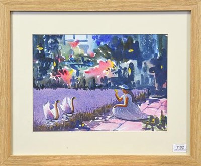 Lot 1102 - Eric H Hill (1921-2021) ''Feeding the Swans''...