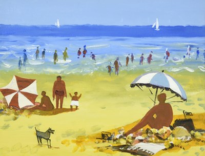 Lot 1108 - Eric H Hill (1921-2021) ''Beach Brollies''...