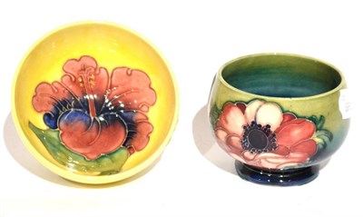 Lot 12 - A Walter Moorcroft Anemone Pattern Footed Bowl, impressed POTTER TO H.M THE QUEEN and facsimile...