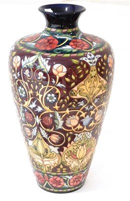 Lot 20 - A Modern Moorcroft Bullerswood Pattern Vase, designed by Rachel Bishop, on a ground, impressed...