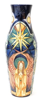 Lot 21 - A Modern Prestige Moorcroft Cathedral Pattern 120/16 Vase, designed by Rachel Bishop, on a blue...