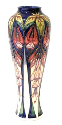 Lot 22 - A Modern Moorcroft Marinka Pattern 121/4 Vase, designed by Rachel Bishop, on a blue ground,...