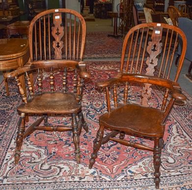 Lot 1263 - Two 19th century ash and elm Windsor chairs (2)