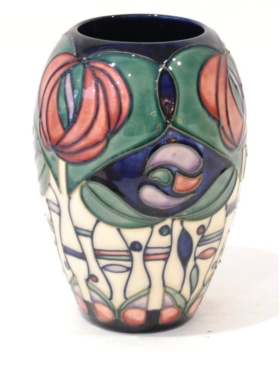 Lot 31 - A Modern Moorcroft Tribute to Charles Rennie Mackintosh Pattern 102/7 Vase, designed by Rachel...