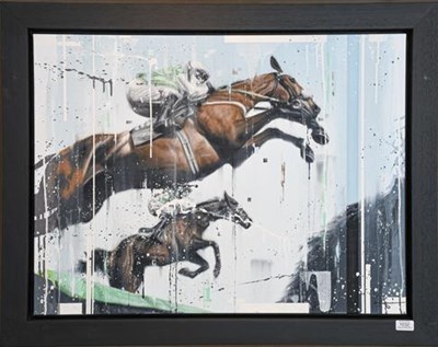 Lot 1032 - Kris Hardy (Contemporary) ''The Racehorses''...