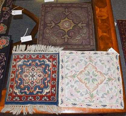 Lot 1404 - Ottoman floral embroidery, 43cm by 41cm, and...