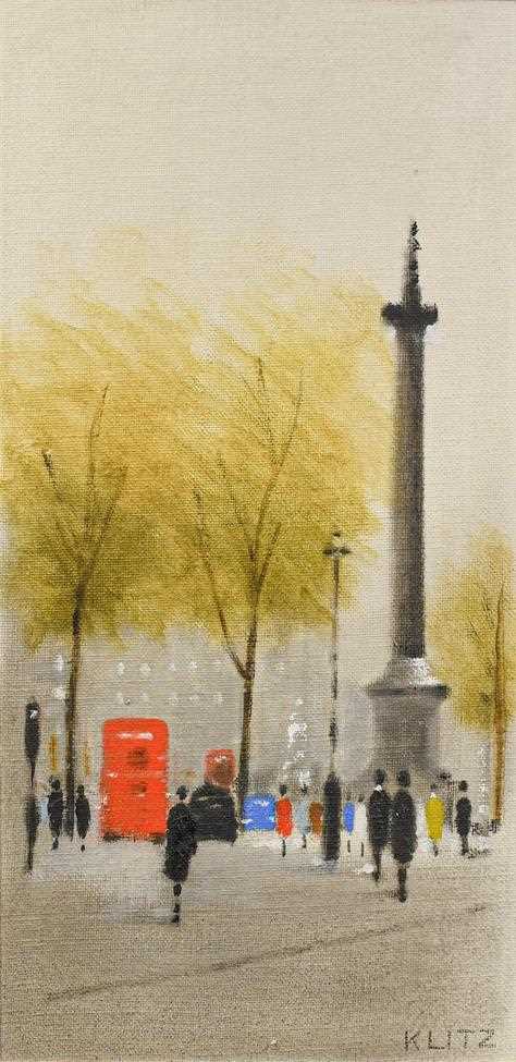 Lot 1052 - Anthony Klitz (1917-2000) Figures on a London...
