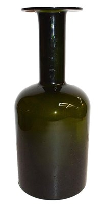 Lot 113 - A Holmegaard olive green glass gulvase...
