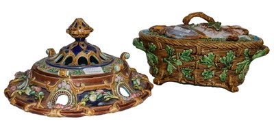 Lot 135 - A Minton majolica game tureen and cover...