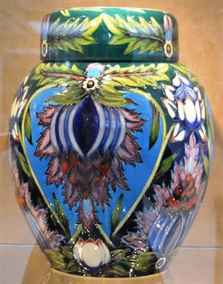 Lot 67 - A Modern Exhibition Moorcroft Saadian Pattern Ginger Jar and Cover, designed by Shirley Hayes,...