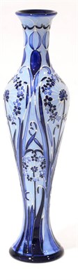 Lot 69 - A Modern Moorcroft Leila Pattern Vase, on a blue on blue ground, impressed factory marks, 31cm...