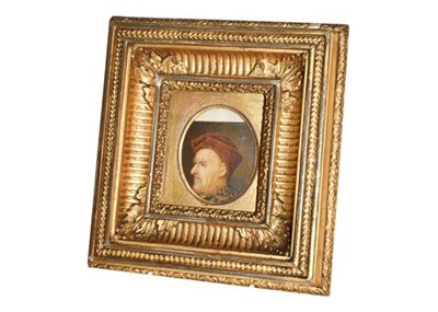 Lot 159 - A portrait miniature of a man in a fur collar,...