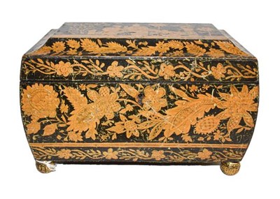 Lot 161 - A Regency penwork tea caddy, decorated to the...