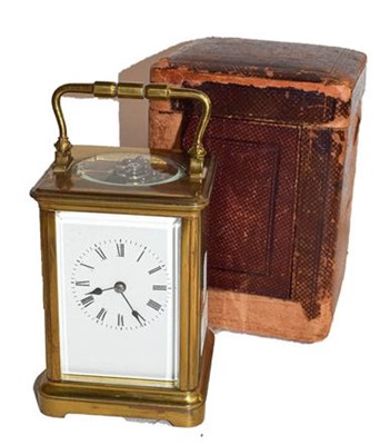 Lot 173 - A brass striking carriage clock, circa 1900,...
