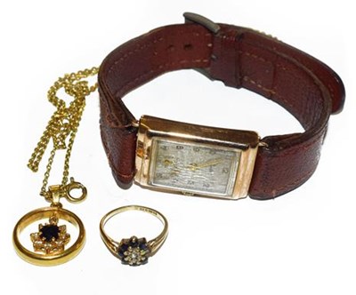 Lot 196 - A 9 carat gold gents wristwatch, a 9 carat...