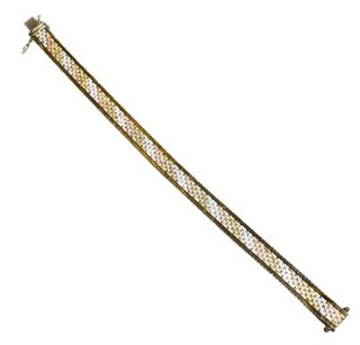 Lot 203 - A 9 carat tri-coloured gold bracelet, length...