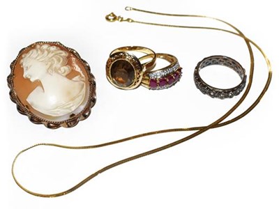 Lot 204 - A herrigbone link necklace, stamped '585',...