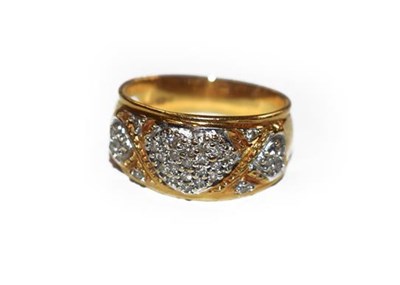 Lot 224 - An 18 carat gold diamond ring, the heart motif...